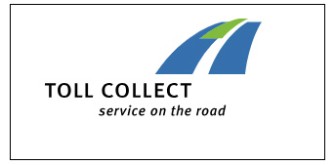 
Toll Collect-Logo mit dem Schriftzug "Service on the road"