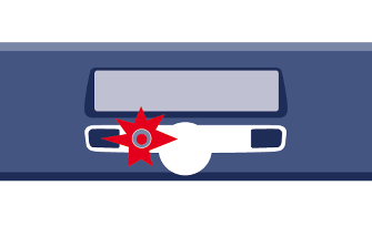 
Grafik OBU mit leuchtender roter LED und mit Störungsmeldung im Display